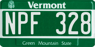 VT license plate NPF328