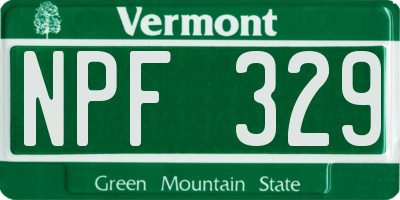 VT license plate NPF329
