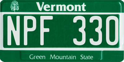 VT license plate NPF330