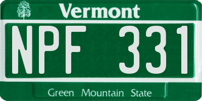 VT license plate NPF331