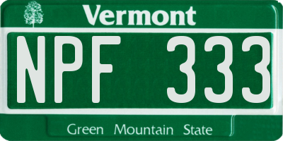 VT license plate NPF333