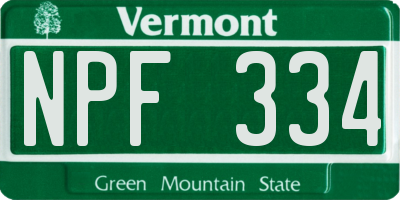 VT license plate NPF334