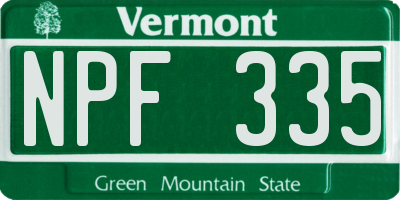 VT license plate NPF335