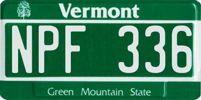 VT license plate NPF336
