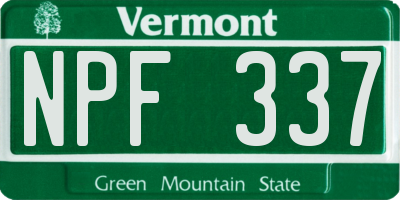 VT license plate NPF337