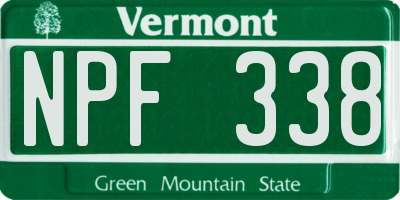 VT license plate NPF338