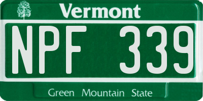 VT license plate NPF339