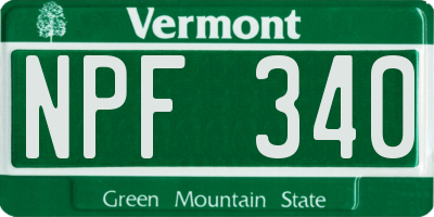 VT license plate NPF340