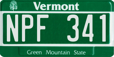 VT license plate NPF341