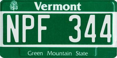 VT license plate NPF344