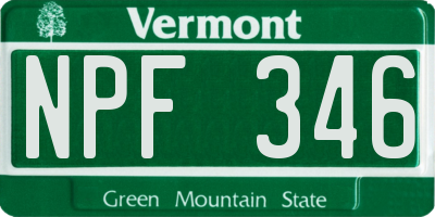 VT license plate NPF346
