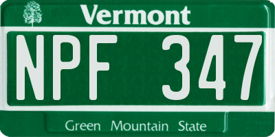 VT license plate NPF347