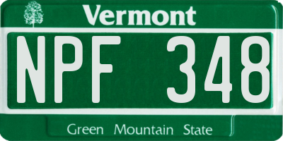 VT license plate NPF348