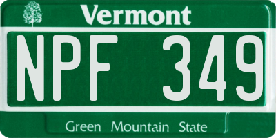 VT license plate NPF349