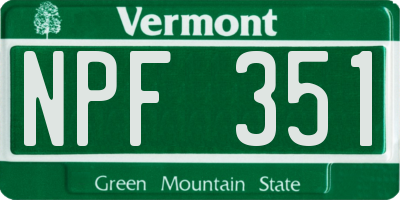 VT license plate NPF351