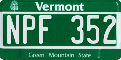 VT license plate NPF352