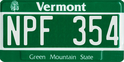 VT license plate NPF354