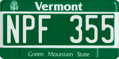 VT license plate NPF355