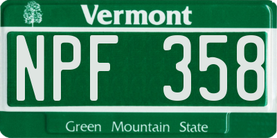 VT license plate NPF358