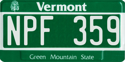VT license plate NPF359