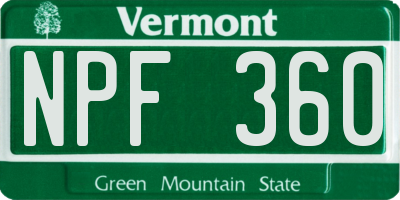 VT license plate NPF360