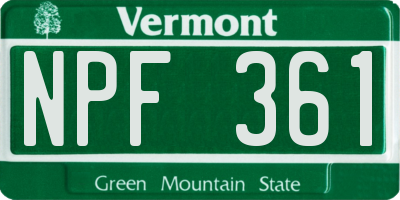 VT license plate NPF361