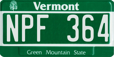 VT license plate NPF364