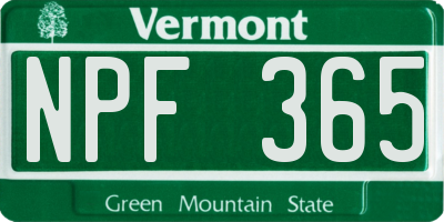VT license plate NPF365