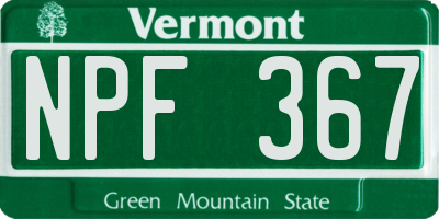 VT license plate NPF367