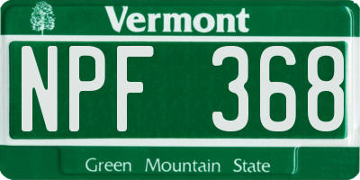 VT license plate NPF368