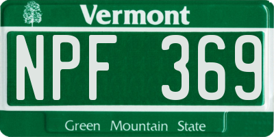 VT license plate NPF369