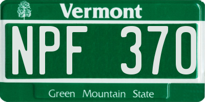 VT license plate NPF370