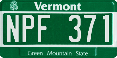 VT license plate NPF371