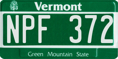 VT license plate NPF372