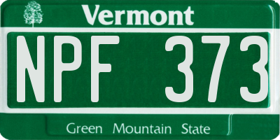 VT license plate NPF373