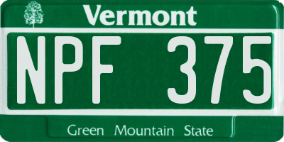 VT license plate NPF375