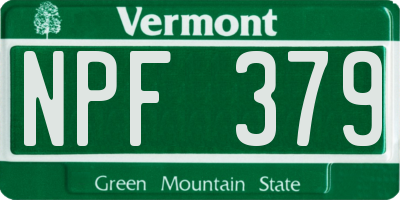 VT license plate NPF379