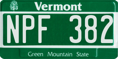 VT license plate NPF382