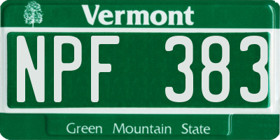 VT license plate NPF383