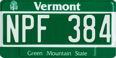 VT license plate NPF384