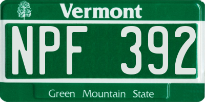 VT license plate NPF392
