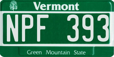 VT license plate NPF393