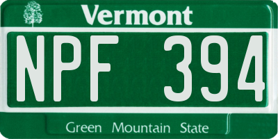 VT license plate NPF394