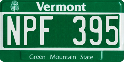 VT license plate NPF395