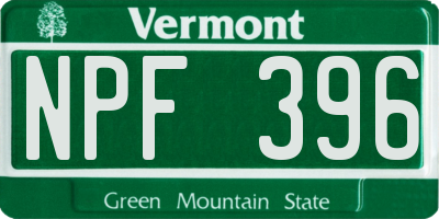 VT license plate NPF396