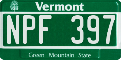 VT license plate NPF397