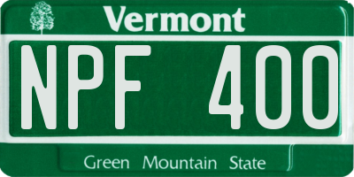 VT license plate NPF400