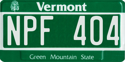 VT license plate NPF404