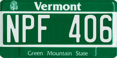 VT license plate NPF406
