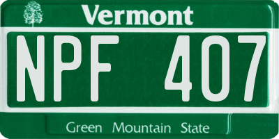 VT license plate NPF407